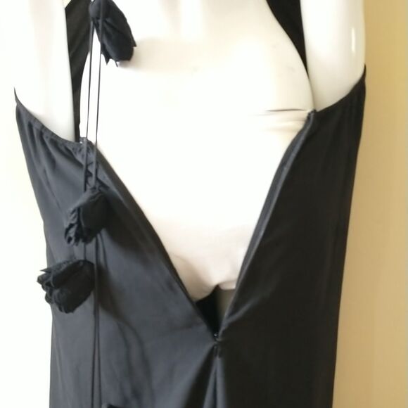 For Love And Lemons Desiree Dress Gown 2X Black Halter Maxi Ruffle Formal New - Picture 9 of 12